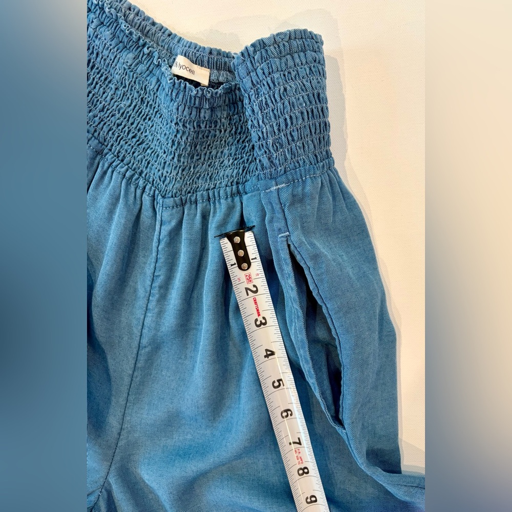 Joie 100% Lyocell Smocked High Waist Wide-Leg Pants in Denim Pockets Large - Picture 8 of 12